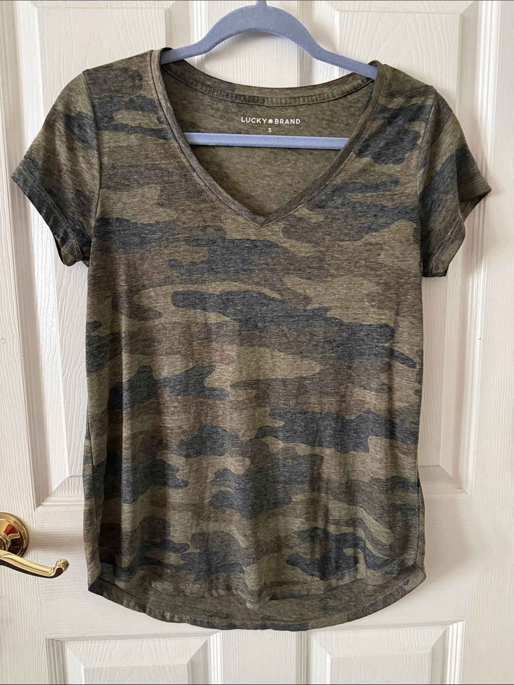 Lucky Brand Olive & Charcoal Camo V-Neck Tee